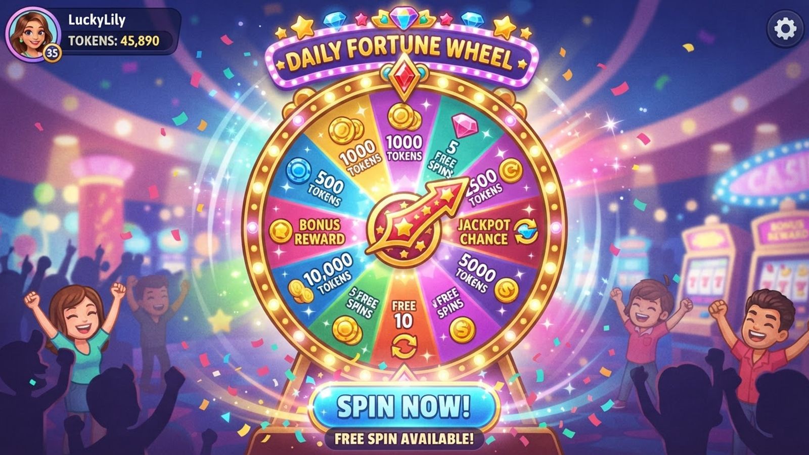 Roue de la fortune quotidienne de casino